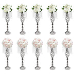 Wedding Centerpieces Silver Vases,10PCS Metal Flower Candle Holder with Sparkling Crystal Beads,Crystal Flower Vase Metal Flowers Stand for Party Tables Decorations (10PCS-Sliver-3)