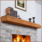 G GOOD GAIN 60'' Fireplace Mantel, 5'' Pine Wood Floating Shelf, DarkWalnut