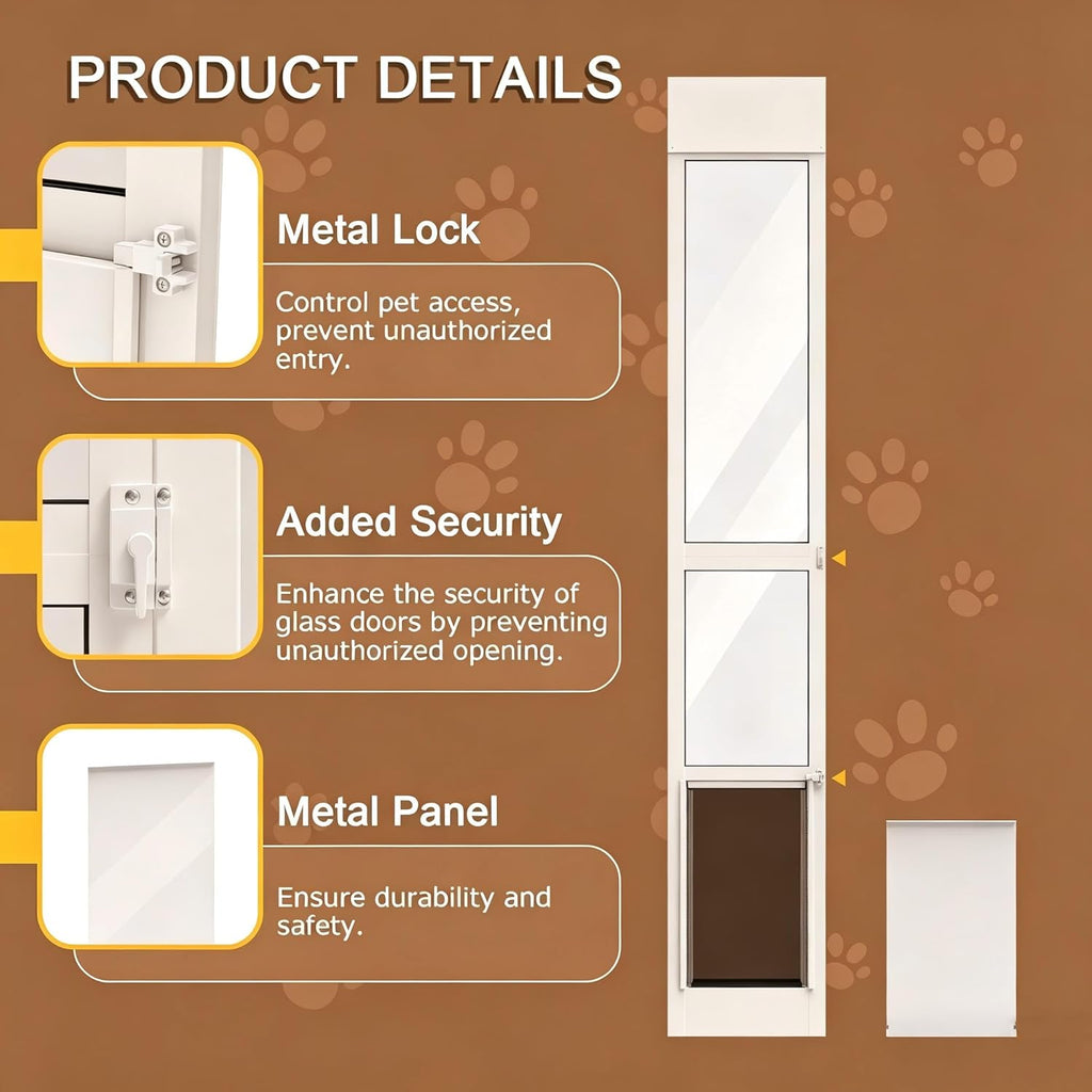 Aluminum Large Dog Door for Sliding Glass Door, White