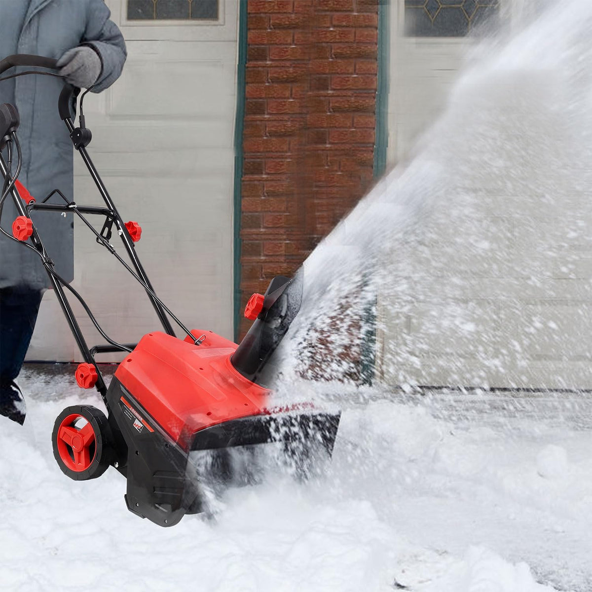 20-Inch Electric Snow Thrower with LED Headlights – 15 Amp Motor, 2900 RPM, 30FT Snow Discharge Distance, 180° Rotating Chute – Corded Snow Blower for Driveways, Sidewalks, Patios