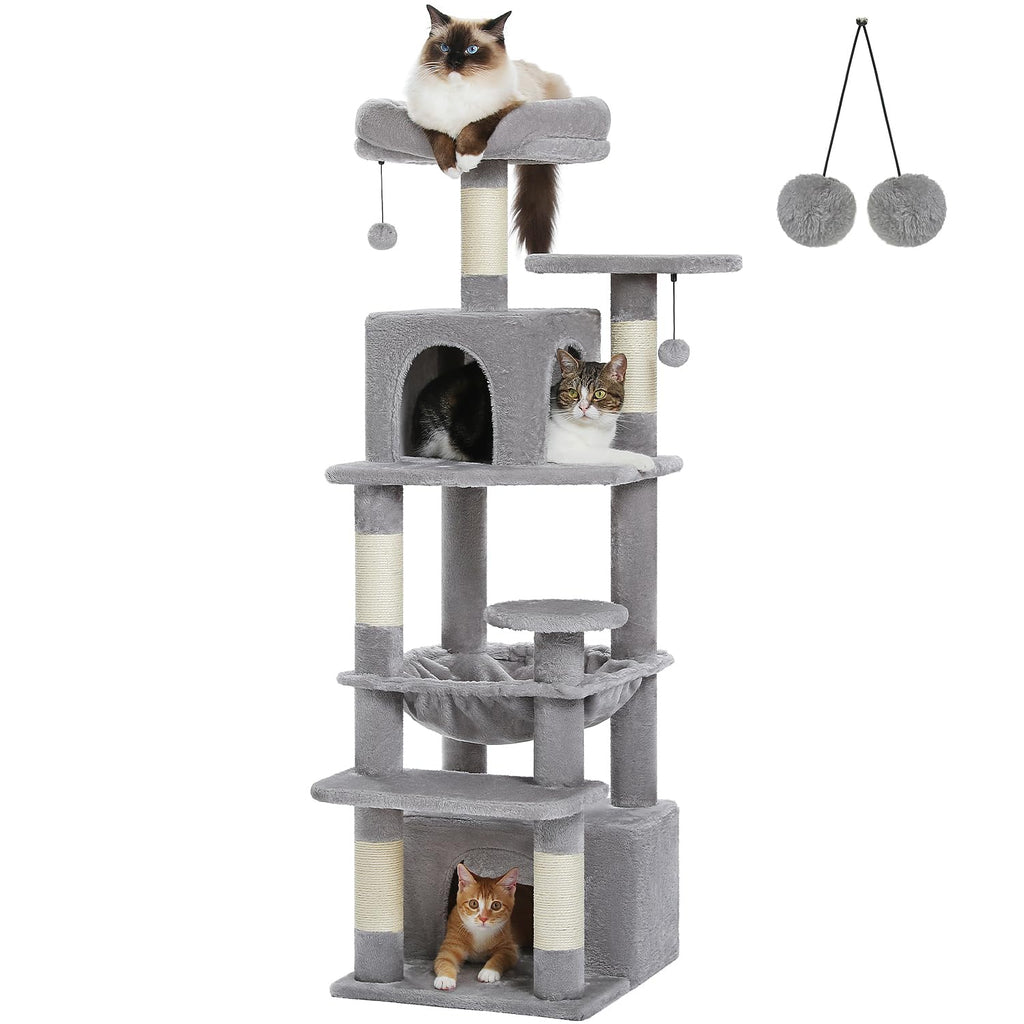 PAWZ Road Flower Cat Tree 72" Cat Tower with Condos&Hammock for Large Cats