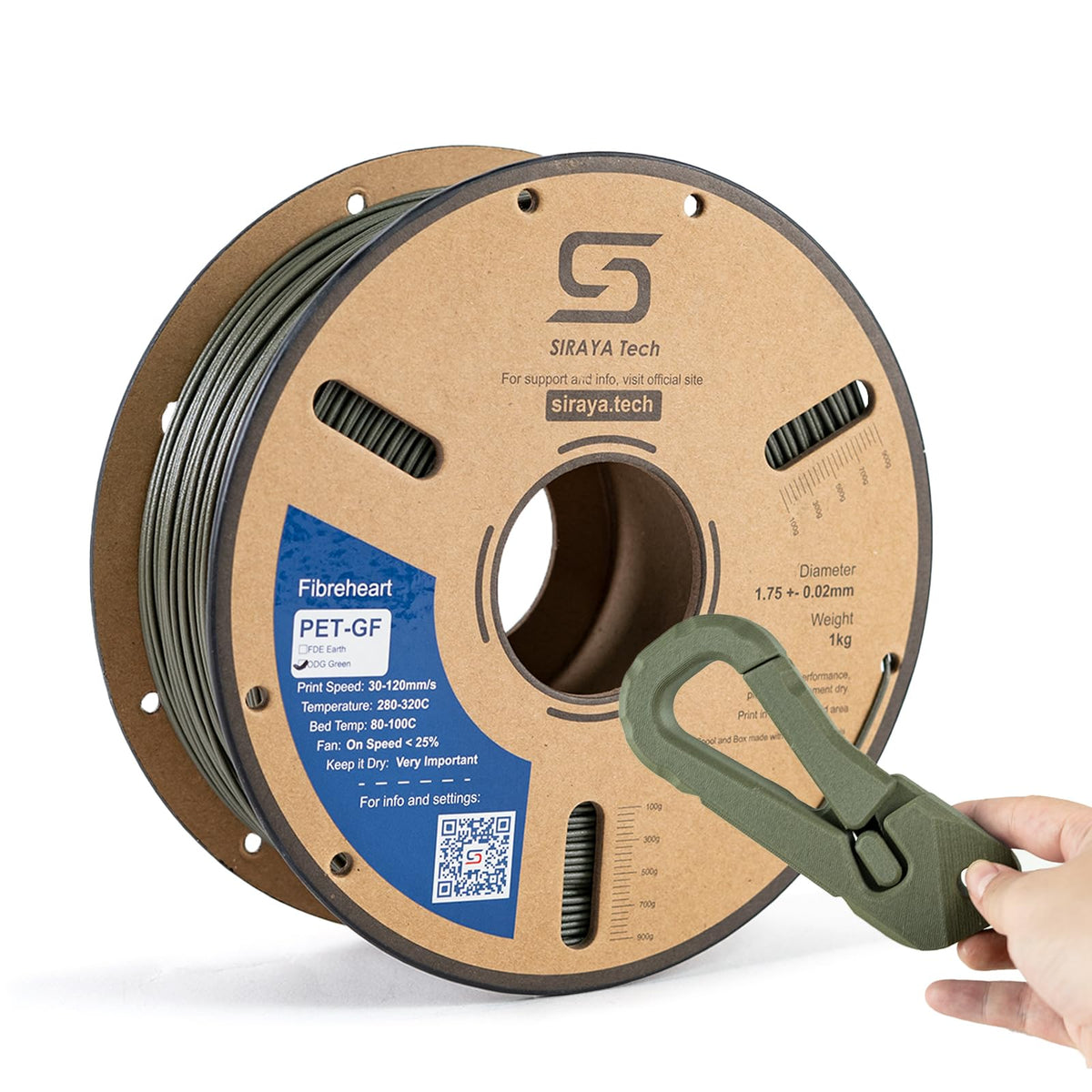 Siraya Tech Fibreheart PPA-CF Core 3D Printer Filament, Black, 1kg