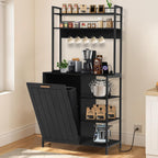 Kitchen Bakers Rack with Power Outlet, Microwave Oven Organizer