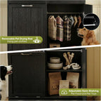 Furnaza Pet Feeding Station with 4 Bowls,Dual Doors Dog Cabinet Storage