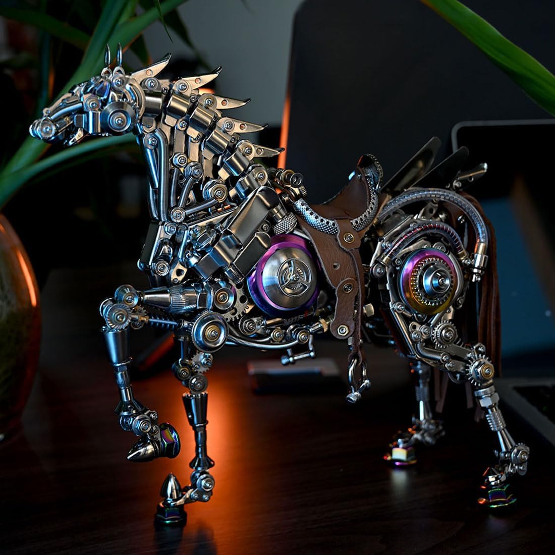 3D Metal Puzzle for Adults, ﻿Steampunk Mechanical Horse DIY Assembly Sculpture with Movable Joints, Collectible Desk Art Display (1500+PCS)