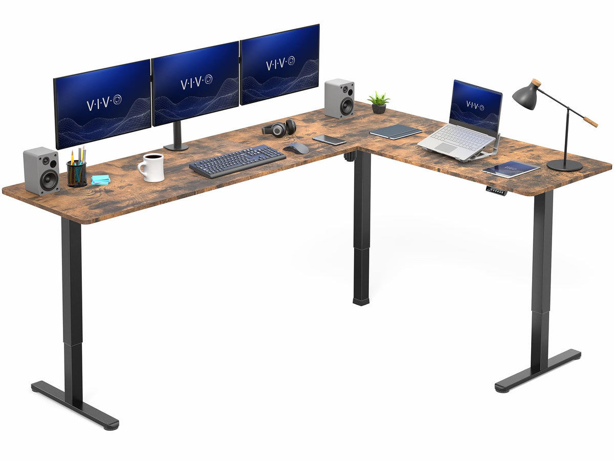 VIVO Black 63 x 55 in Corner Standing Desk, DESK-E3CTB