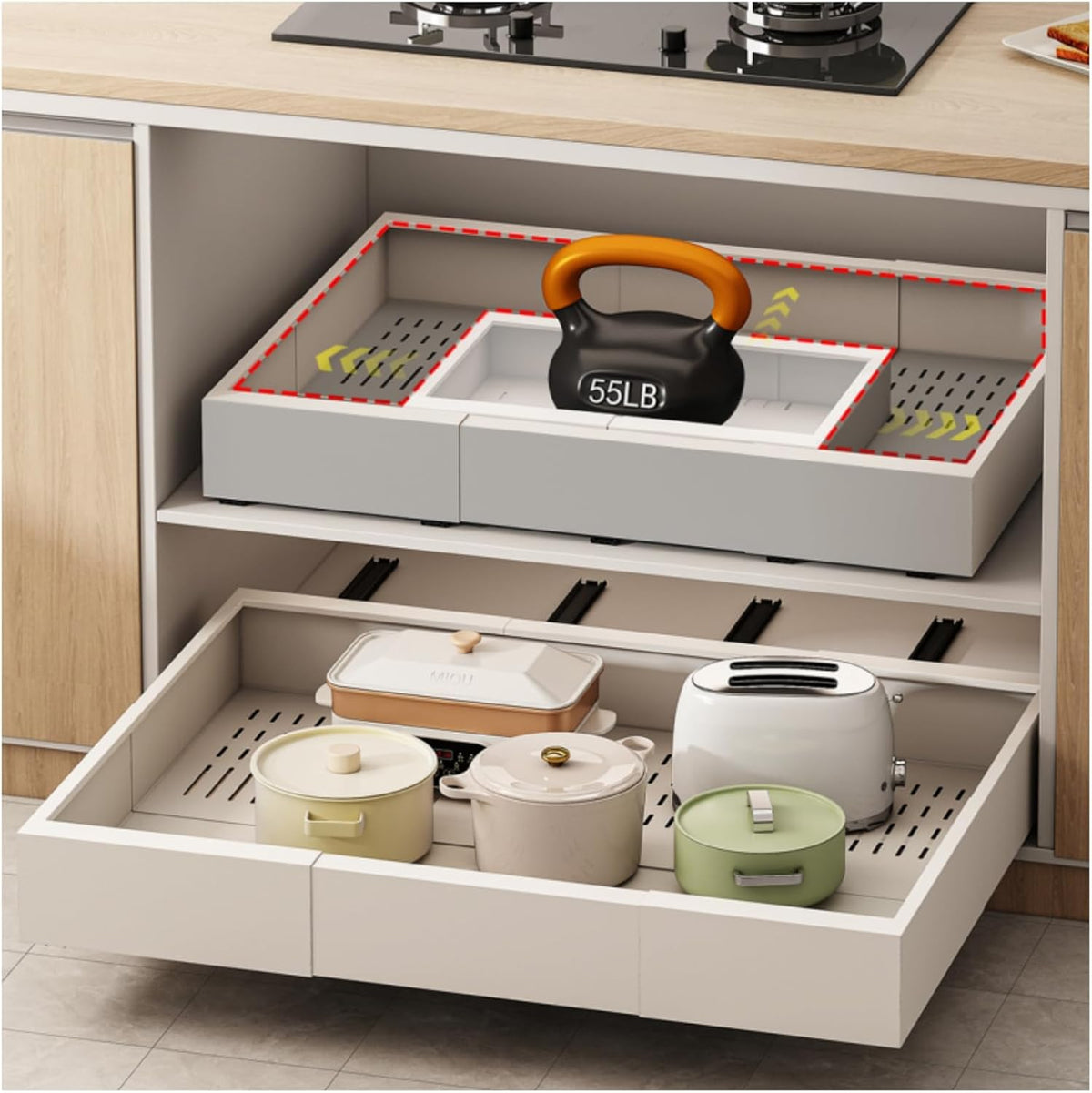 Fokyfok Pull Out Cabinet Organizer,23"-31"W,17"-24"D,Expandable,Adhesive