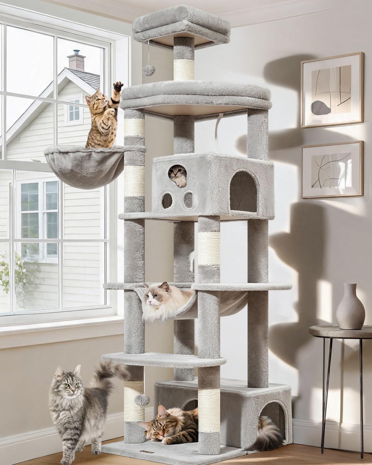 Taoqimiao 79in Cat Tree, Tall Large Cat Tower for Indoor Adult Cats S10G