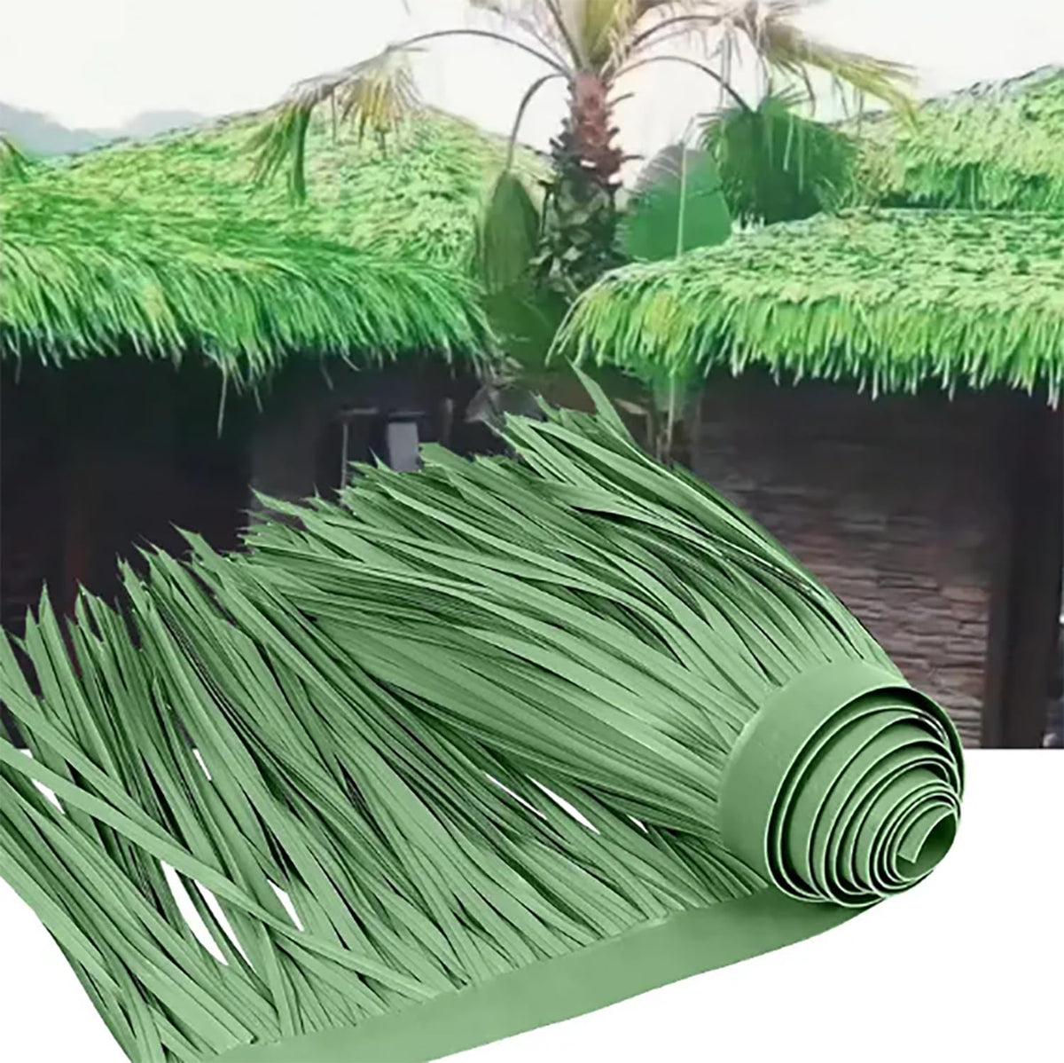 LIUNI Artificial thatch Roofing roll Garden Tiki bar Straw roof thatch roll Artificial Palm roof Leaves for Fencing decking Patio Umbrella Fence Party Decoration(Size:10m/32.8f,Color:Yellow)