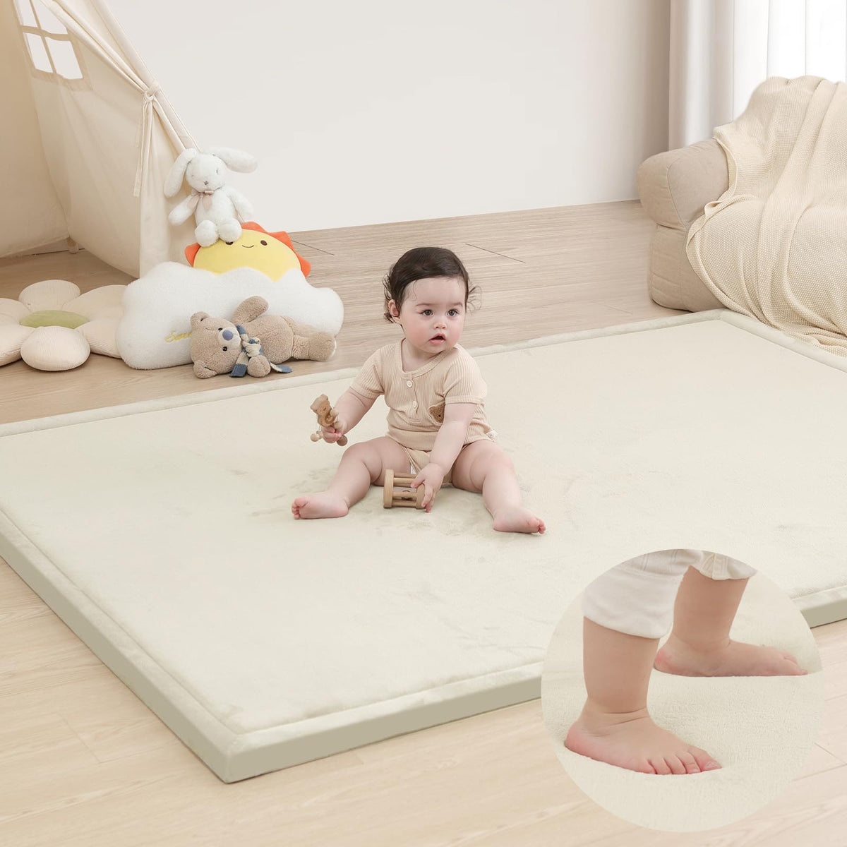 Huloo Sleep Large 1.3" Thick Baby Play Mat for Floor, 79"×59"(Dark Gray)