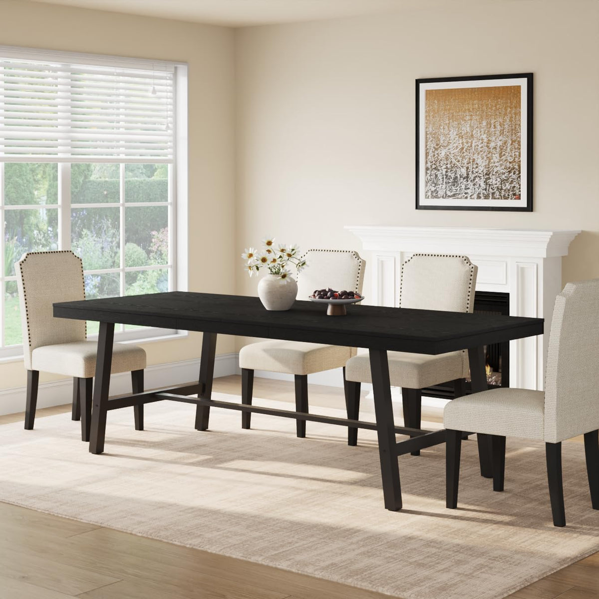 GarveeHome Industrial Dining Table for 6-8 People, 70.87" Long Large Kitchen Table with Sturdy Metal Frame, Rectangular Counter for Dinner, Kitchen, Dining Room (Grey, 71" Non-extendable)