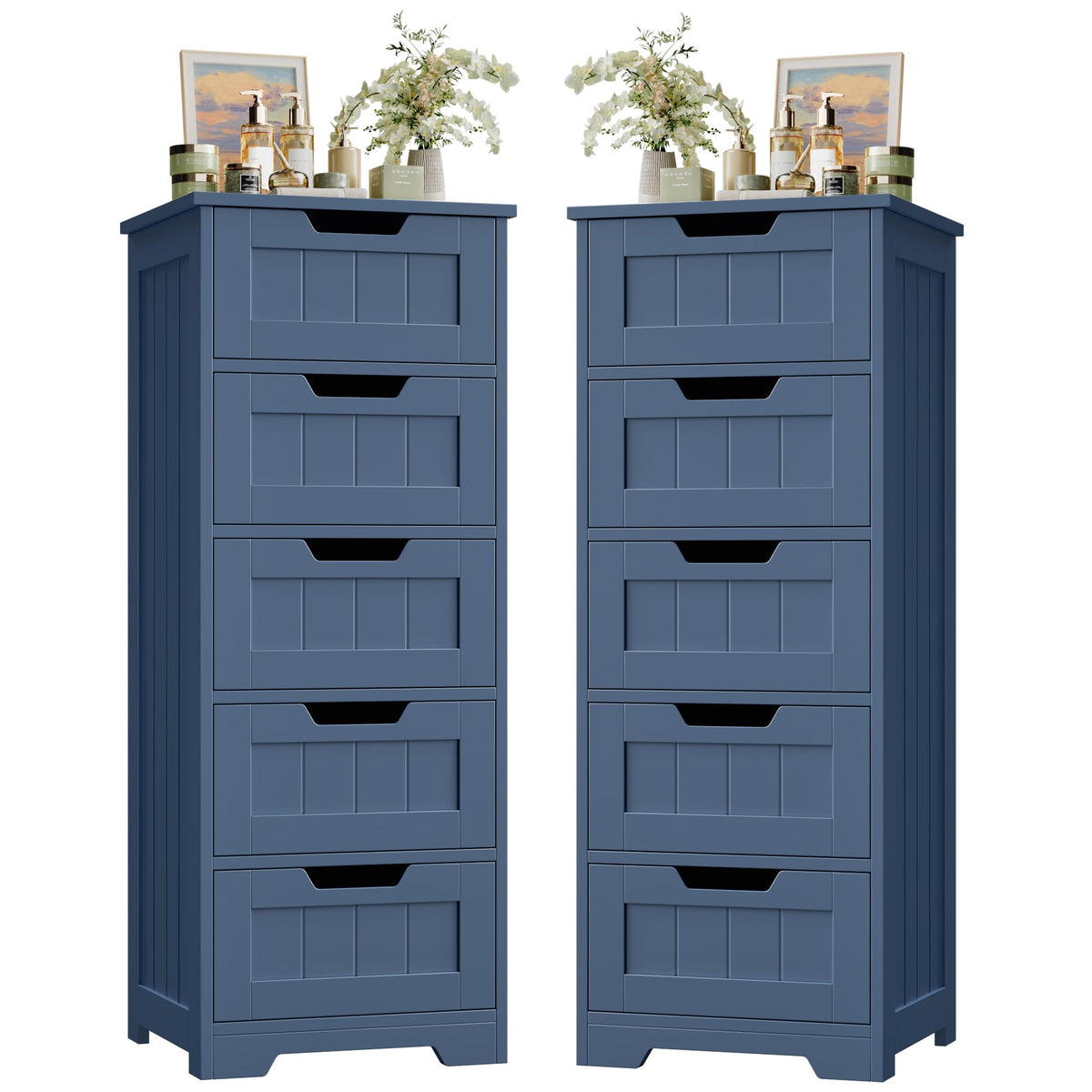 FOTOSOK Bathroom Cabinet, Bathroom Storage Cabinet with 5 Drawers, White