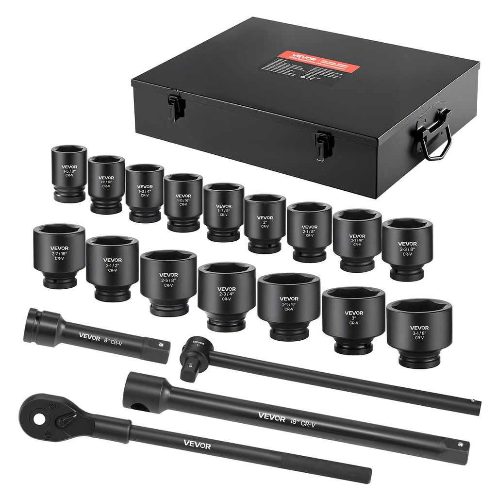 VEVOR 91-Piece 1/2" Drive Impact Socket Set, Deep & Shallow Kit