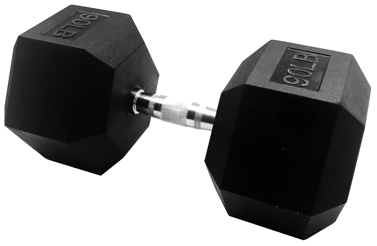 Signature Fitness Rubber Coated Hex Dumbbells Hand Weights for Exercises and Fitness Home Gym, 5-50 lbs, Pairs