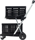 CLAX® The Original | Made in Germany | Multi Use Functional Collapsible Carts | Mobile Folding Trolley | Storage Cart Wagon | Shopping Cart with 2 Storage Crates (Black)