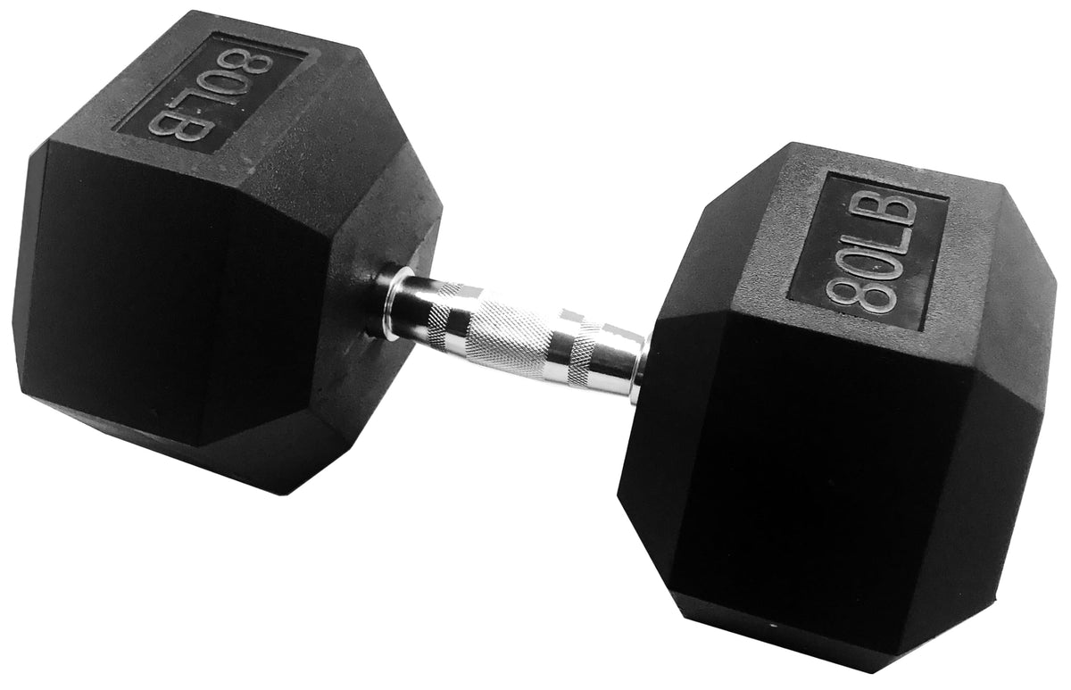 Signature Fitness Rubber Coated Hex Dumbbells Hand Weights for Exercises and Fitness Home Gym, 5-50 lbs, Pairs