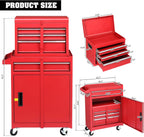 Winado 4-Drawer Rolling Tool Chest, 2-in-1 Large Storage Toolbox, Red