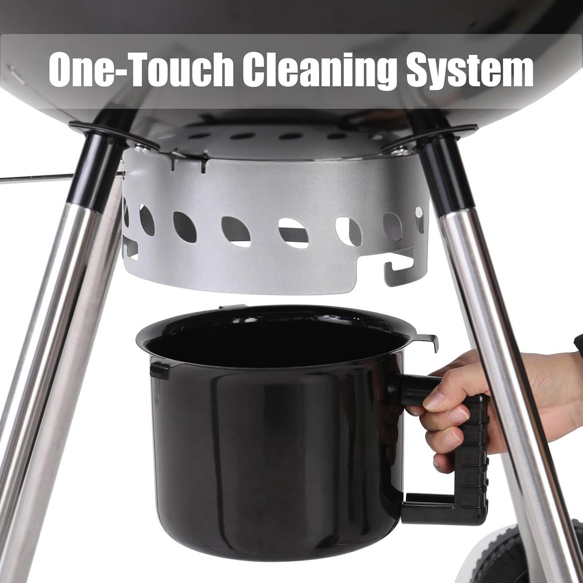 22 inch Kettle Charcoal BBQ Grill with Wheels for Outdoor Cooking