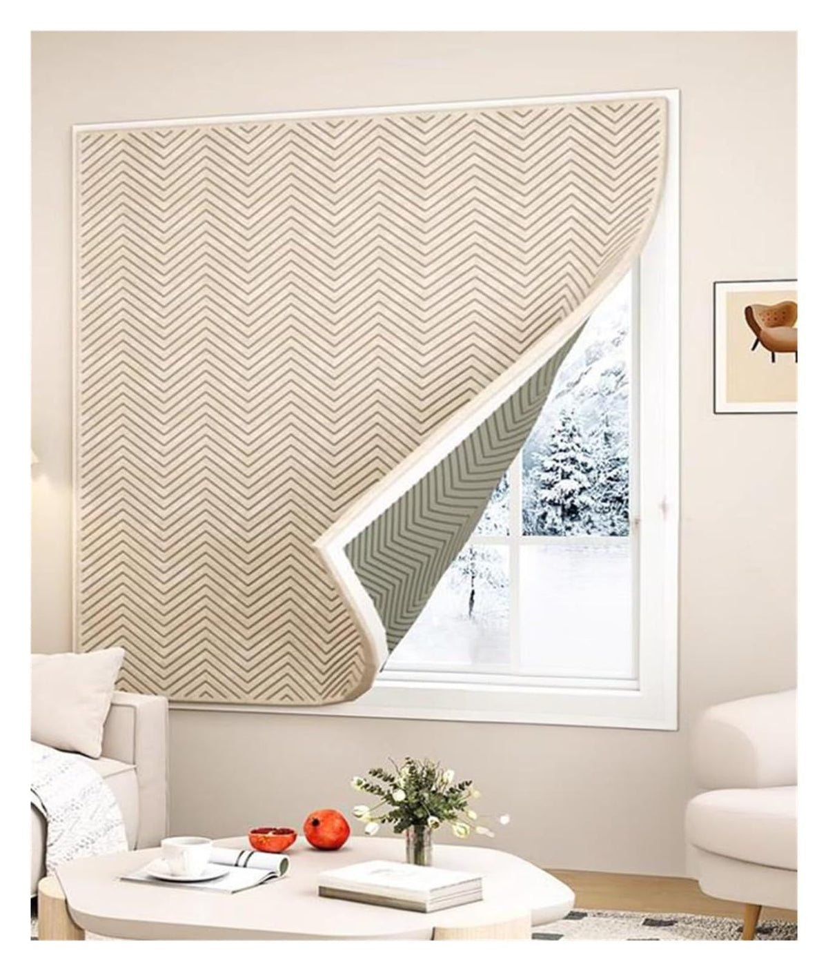 Window Cover for Winter,Winter Window Insulation,Window Insulation Kit Window Blanket Blackout Curtain Panels for Home Office Bedroom(Beige,150x150cm)