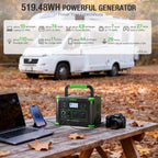 500W Portable Power Station 519.48Wh Outdoor Solar Generator Backup Battery