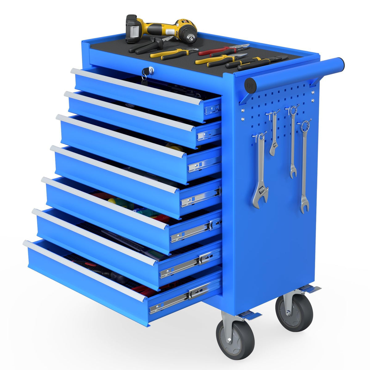 7-Drawer Rolling Tool Chest, Tool Box with 4 Wheels and Drawers, High Capacity Detachable Mobile Tool Storage Cabinet for Garage, Workshop, Mechanics and Repair Room (Black)