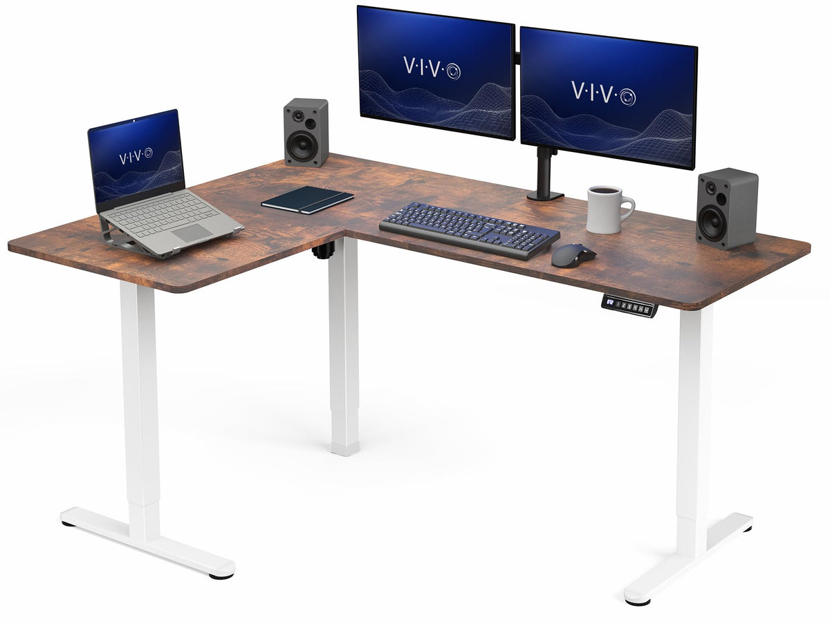 VIVO Black 63 x 55 in Corner Standing Desk, DESK-E3CTB