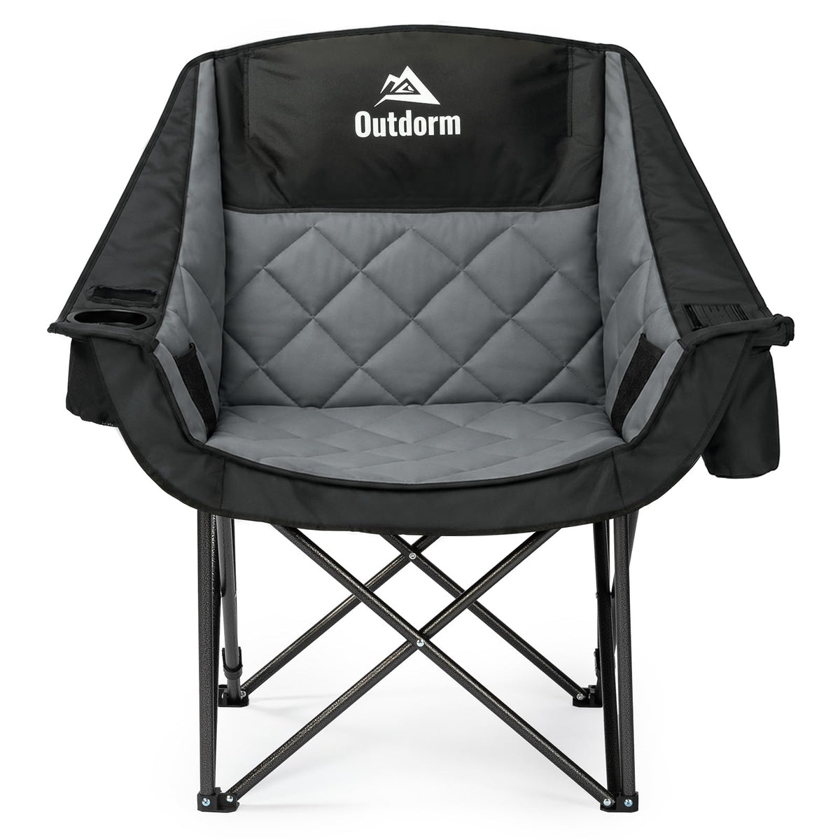 2 Pack Oversized Camping Chairs for Adults, Support 450 lb Each, Black