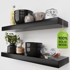 Solid Wood Floating Shelves for Wall 36 Inches Long, Walnut Wooden Shelf