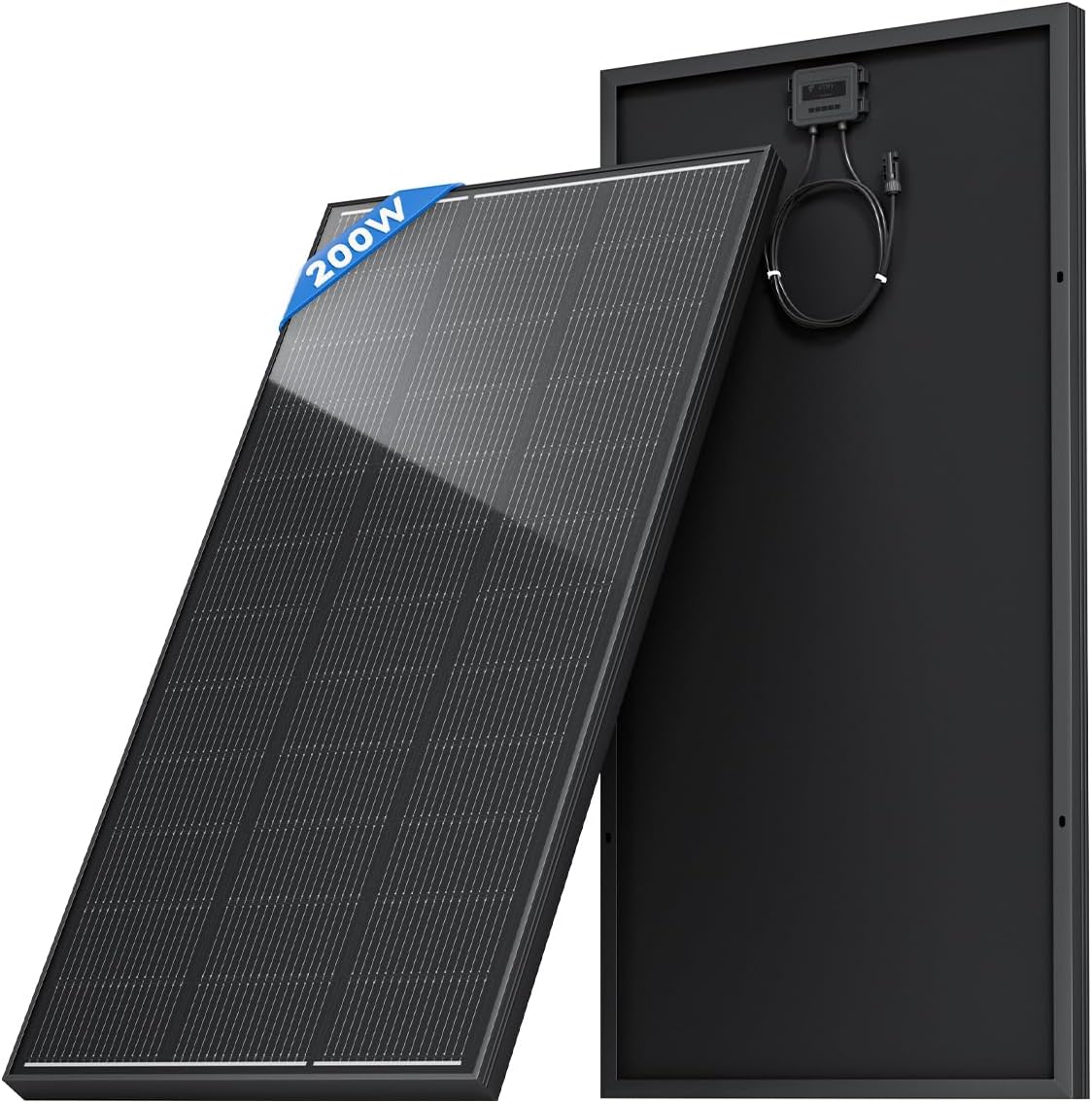 200 Watt Solar Panel 18BB N-Type, 25% Efficiency Monocrystalline Grade A+ Cells, 12V 200W Solar Panel IP68 for RV, Van, Trailer, Marine, Rooftop, Farm, Off Grid