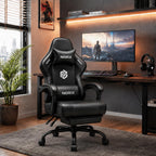 Video Gaming Chair for Adults with Footrest, Ergonomic Computer Chair,Black