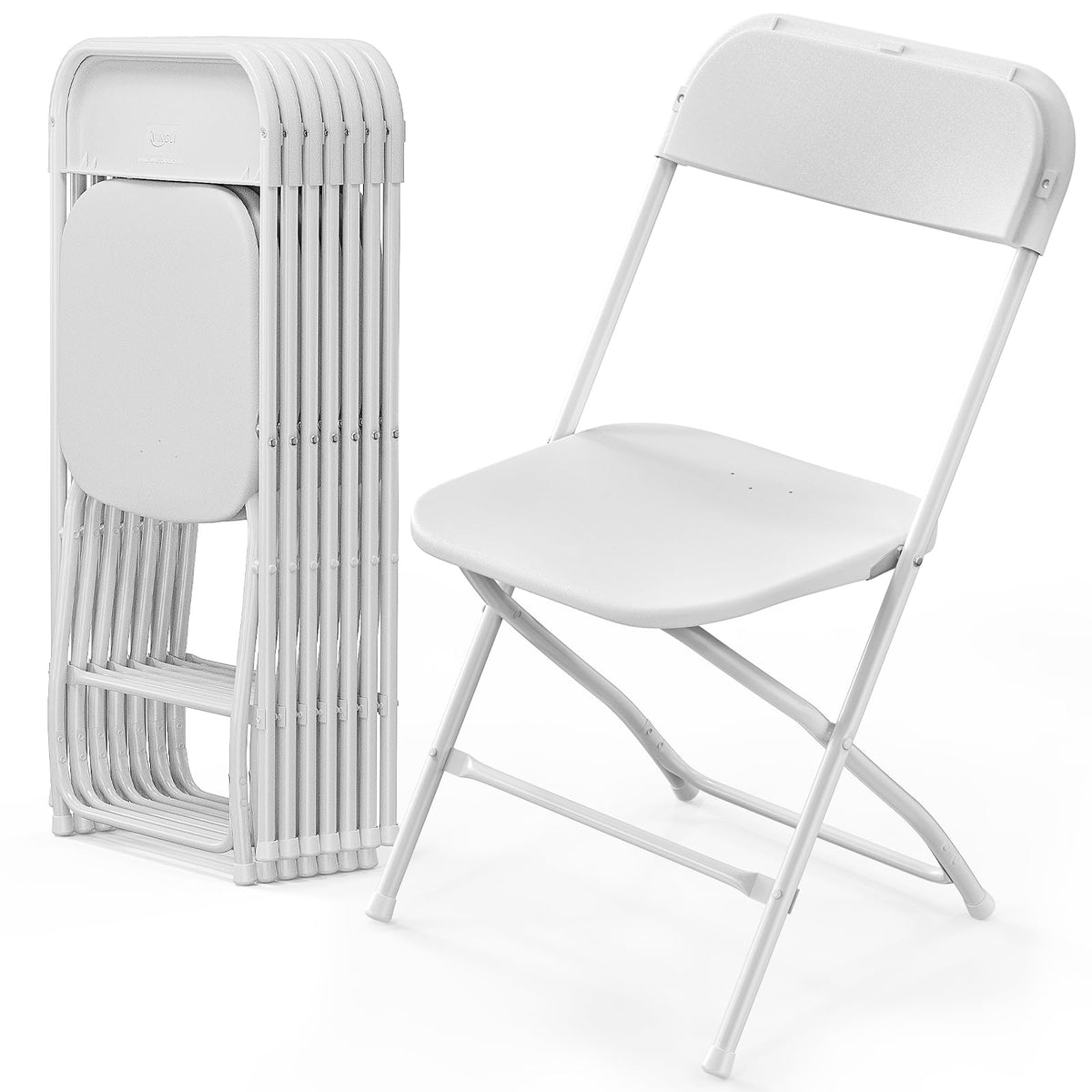VINGLI 40 Pack Black Plastic Folding Chair, Indoor Outdoor Portable Stackable Commercial Seat with Steel Frame 350lb. Capacity for Events Office Wedding Party Picnic Kitchen Dining