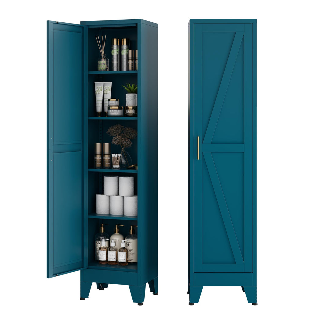 COFaR Home Farmhouse Storage Cabinet with 2 Barn Door, 61" H Metal Cabinet