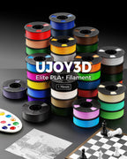 UJOY3D 10kg Elite PLA+ 3D Printer Filament Bundle, 10 Color Pack 3D Printing Filament 1.75mm, 1kg Spool 10 Pack, Black+Jade White+Cream White+Grey+Red+Cobalt Blue+Green+Orange+Yellow+Beige Skin