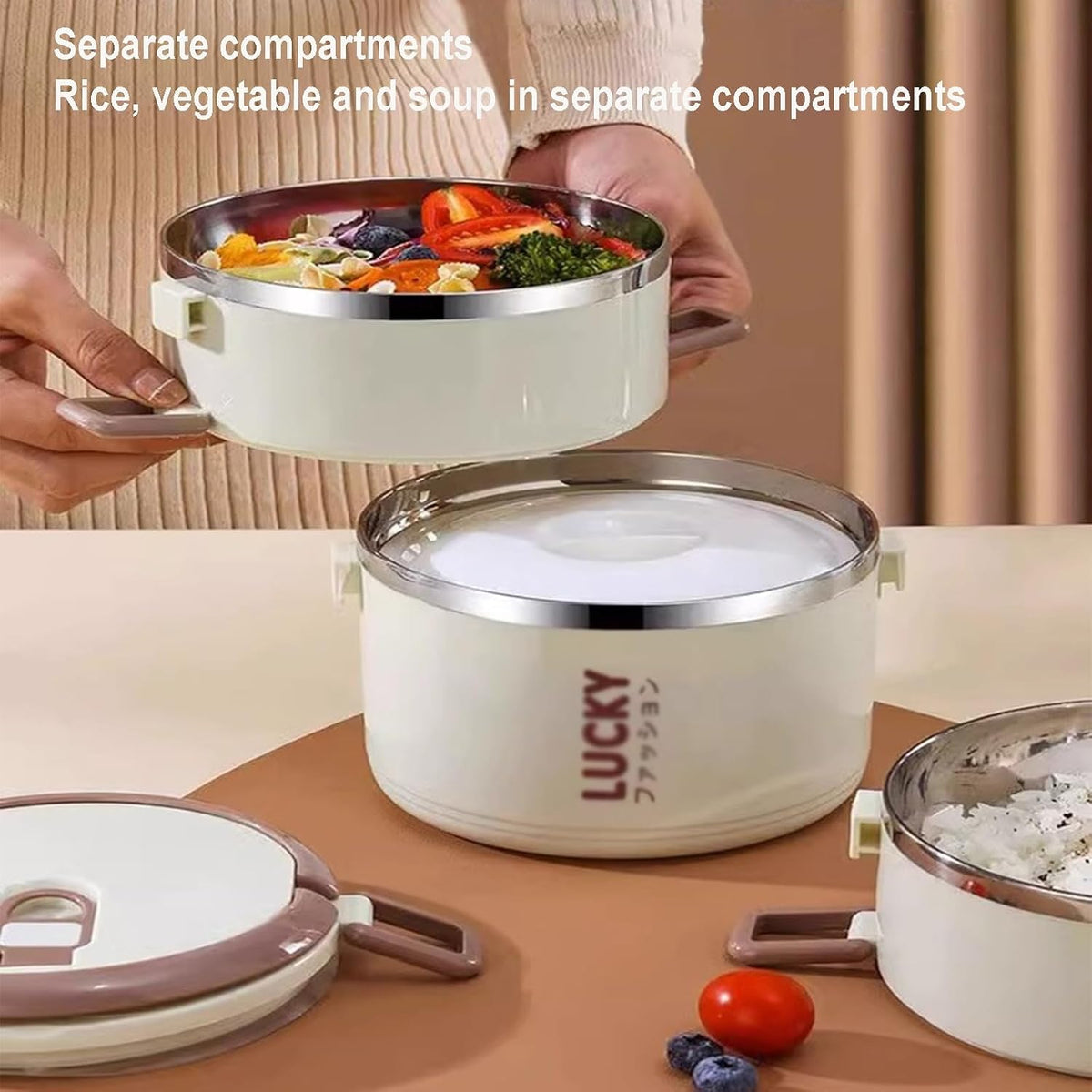 EMYJAY Bento Lunch Box, Stackable Lunch Box Containers Portable Insulated Food Lunch Container Set Bento Boxes for Adults LYWY (Color : White, Size : 16.5x29cm)