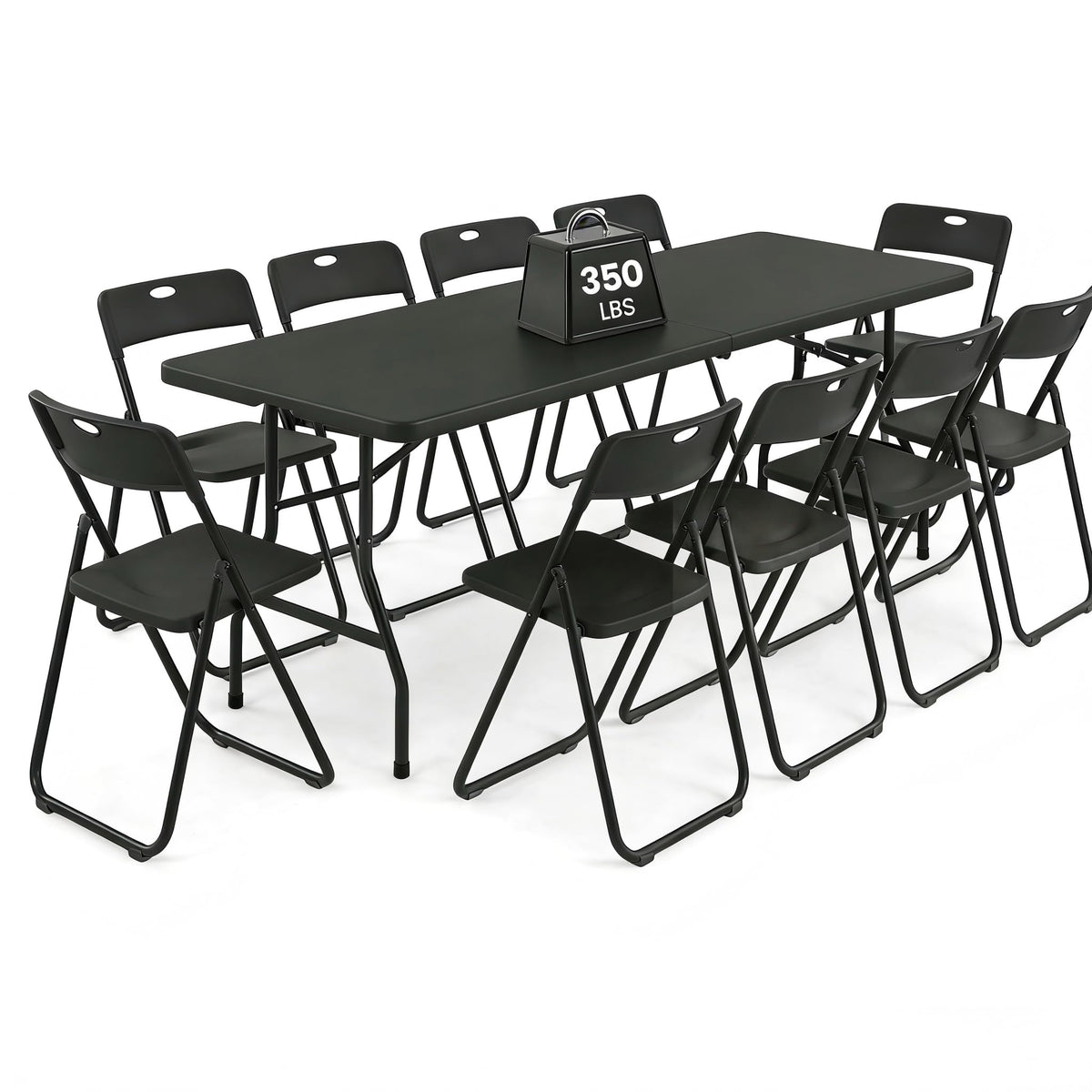6FT Foldable Table Set with 6 Pack Plastic Folding Chairs, Heavy Duty 350 lbs Folding Table & Folding Chairs, Portable Foldable Furniture Bundle for Parties, Wedding, Events, Indoor & Outdoor