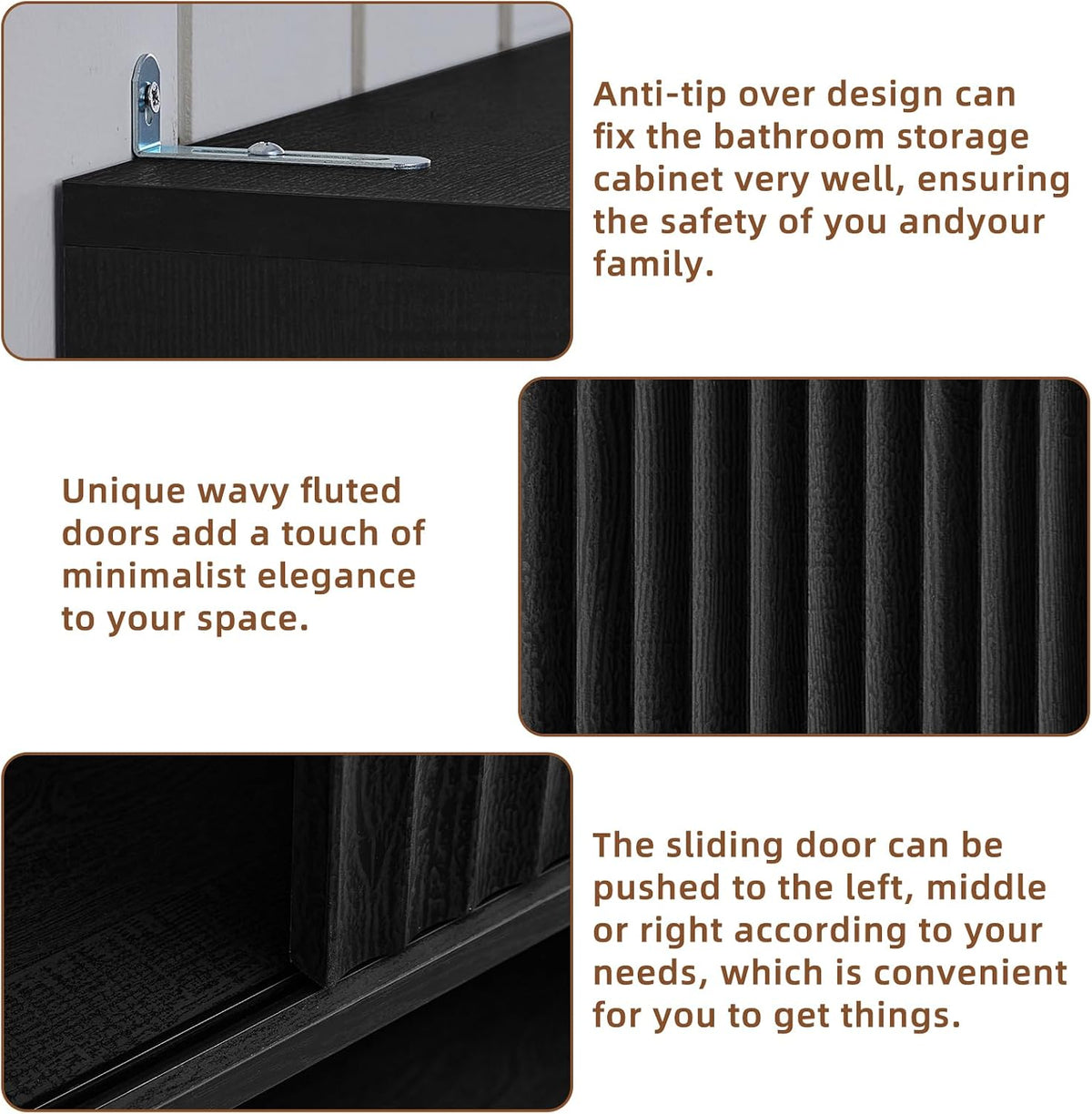 LEYAOYAO 68" Modern Fluted Over The Toilet Storage Cabinet, a Sliding Door