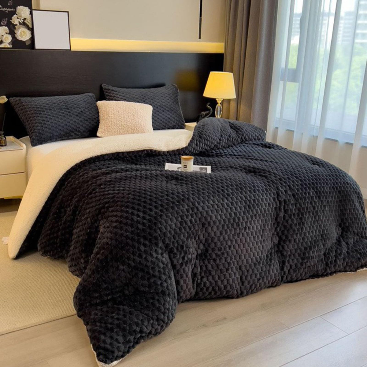 Insulation Hibiscus Winter Quilts, Thickened Super Soft Double-Sided Twin Size Lightweight Breathable Warmth Thick Bed Comforters(A,200x230cm-3.7kg)
