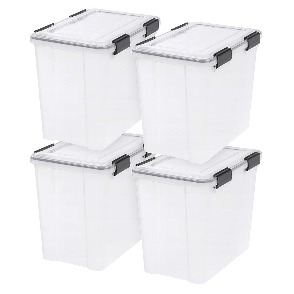 IRIS USA 6-Pack 19 Qt Storage Bins with Gasket Lids, Clear/Black