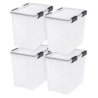 IRIS USA 6-Pack 19 Qt Storage Bins with Gasket Lids, Clear/Black