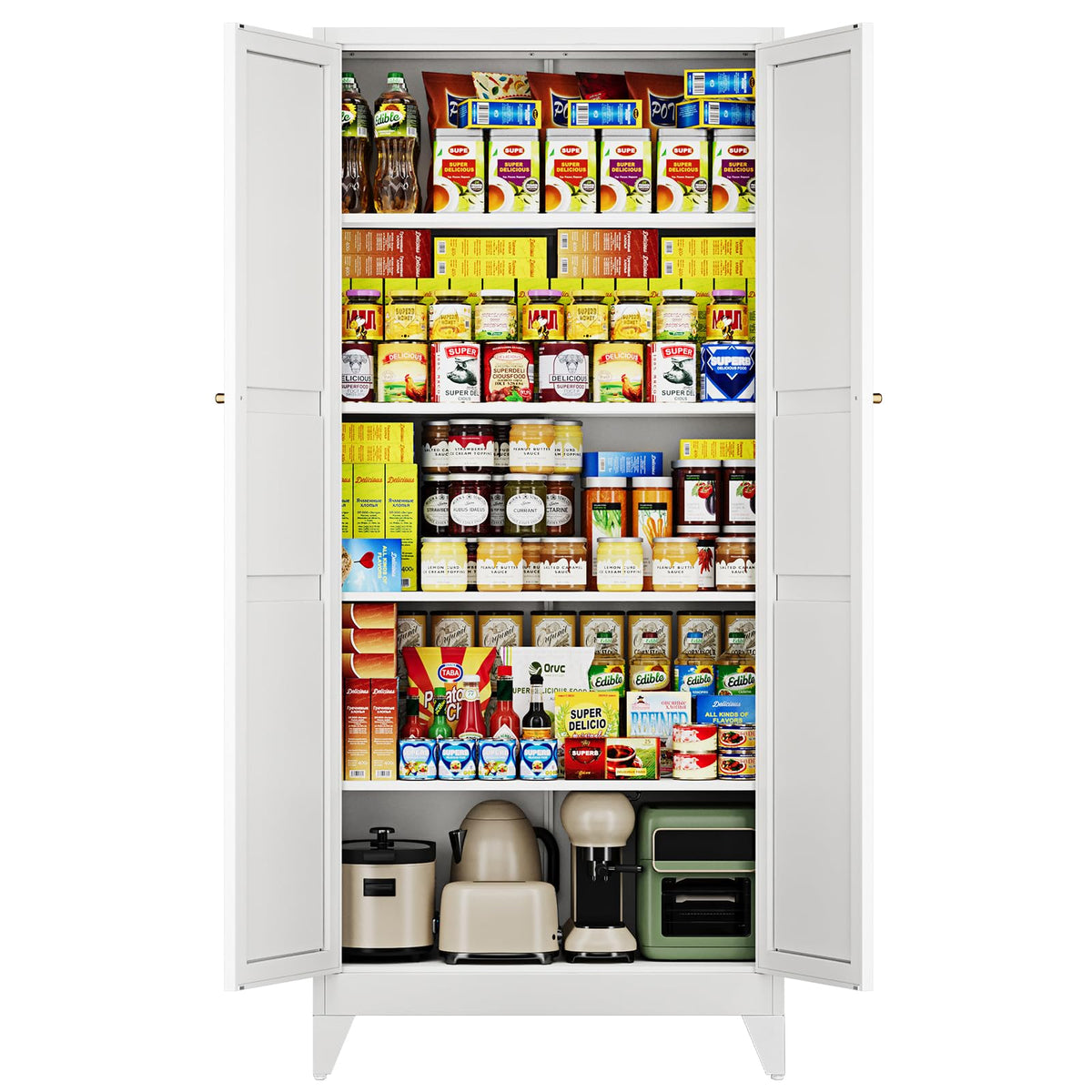 Letaya Black Storage Cabinet with Adjustable Shelves-Metal Home Kitchen Pantry Cabinets with Doors,Organization Locker for Cupboard/Bedroom/Dining/Living/Bathroom/Office/Garage Room