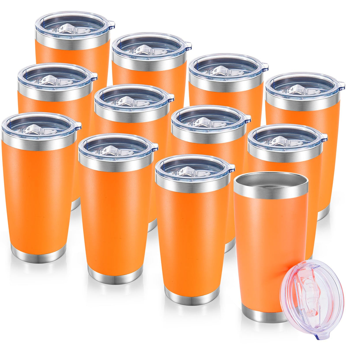 20 oz Tumblers Bulk Stainless Steel Tumbler with Lid, 12 Pack