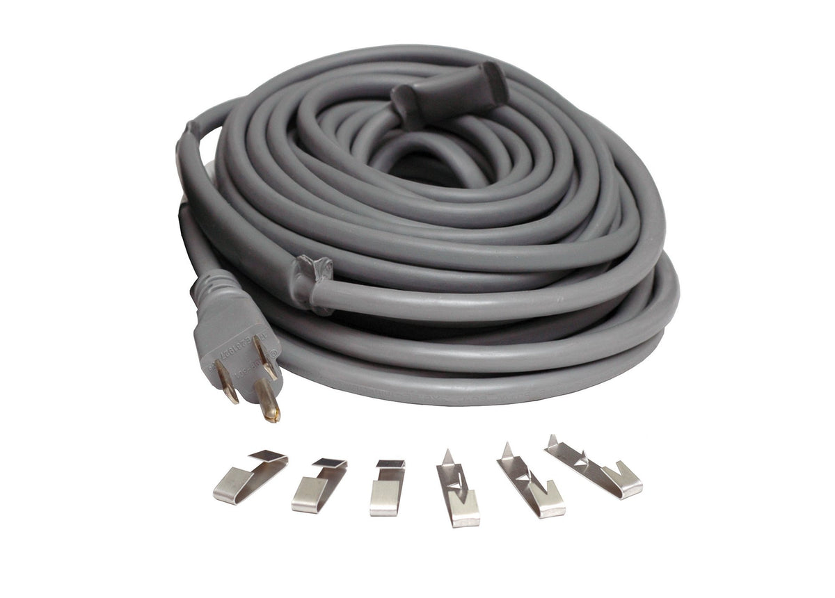 Wrap-On Roof and Gutter Deicing Cable - 175' Black Electric Heating Cord with 3 Prong Plug & 120 Volt Operation - 14176
