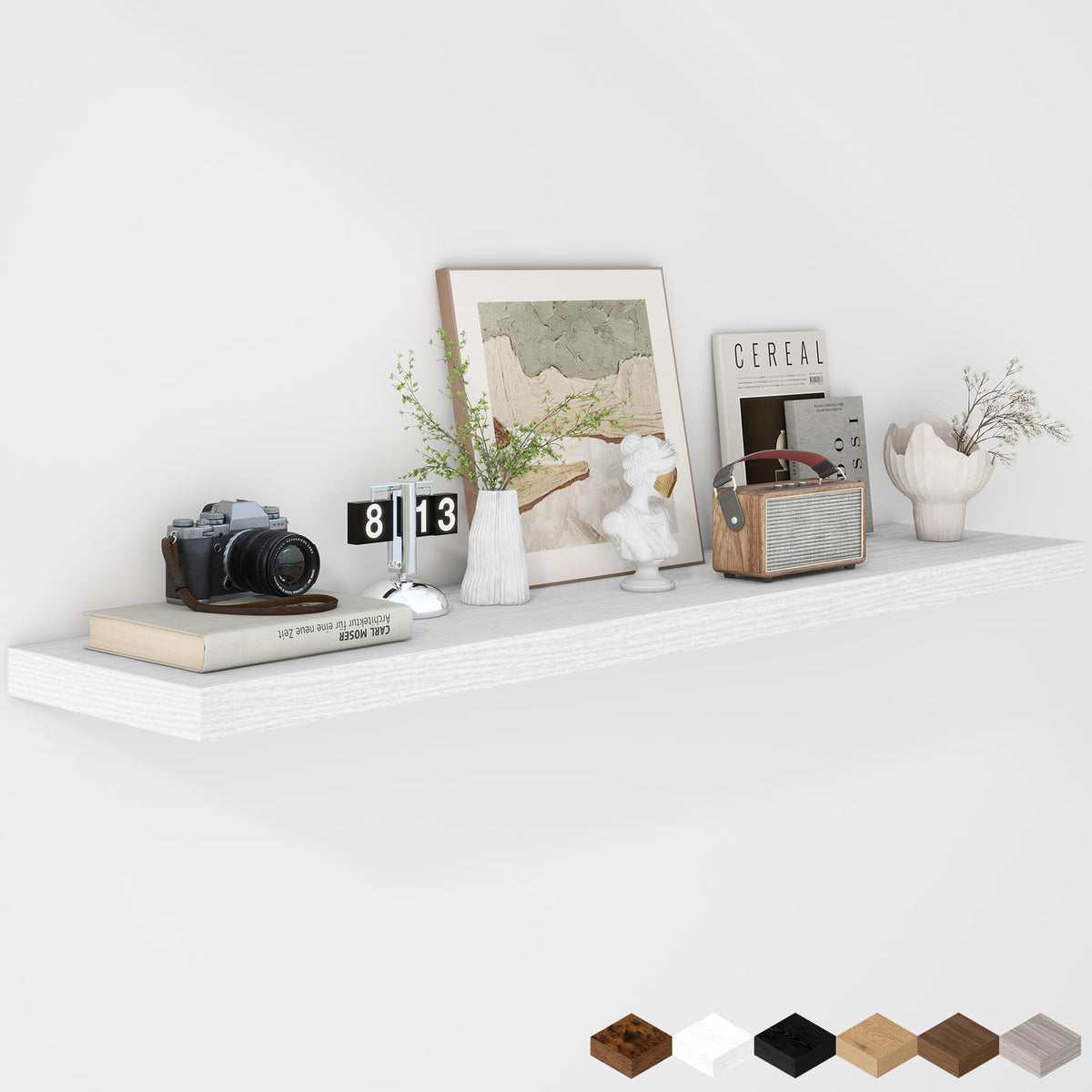 Fun Memories Floating Shelves - 2 Pack 12 Inch Rustic Wooden Wall Shelves - Extra Deeper & Thicker Wall Mounted Storage Shelf for Living Room, Kitchen, Farmhouse - 36" W x 12" D x 1.8" H - Brown