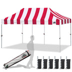 Eurmax USA 10x10ft Pop Up Canopy,Commercial Instant Tent for Outdoor Events,Patented No-Tip Rolling Storage Bag with 4 Sandbags,UV & Water Resistant,Heavy Duty Portable Shelter Gazebo,White