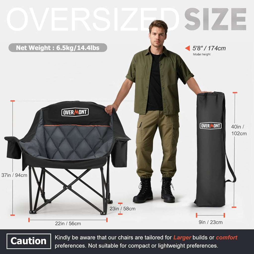 Overmont 2-Pack Oversized XL Camping Chairs - 500 lb Support