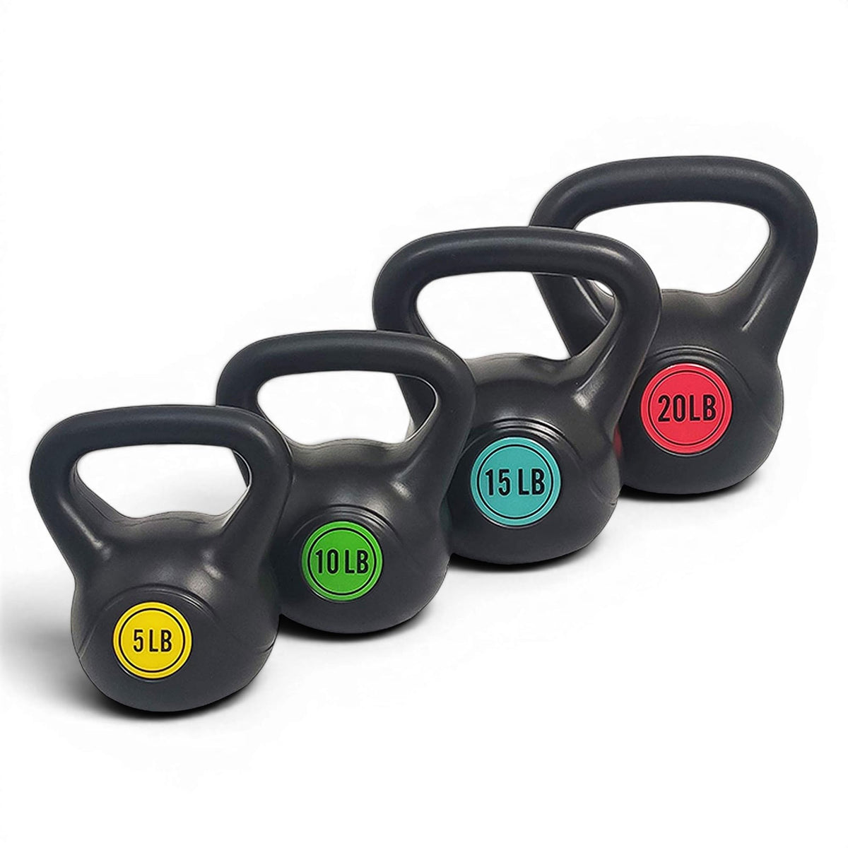 BalanceFrom Vinyl Kettlebell Set, 30/45/50/75 Pound Options – Cement-Filled Strength Training Weights with Ergonomic Grip and Color Coding for Full Body Fitness at Home or Gym