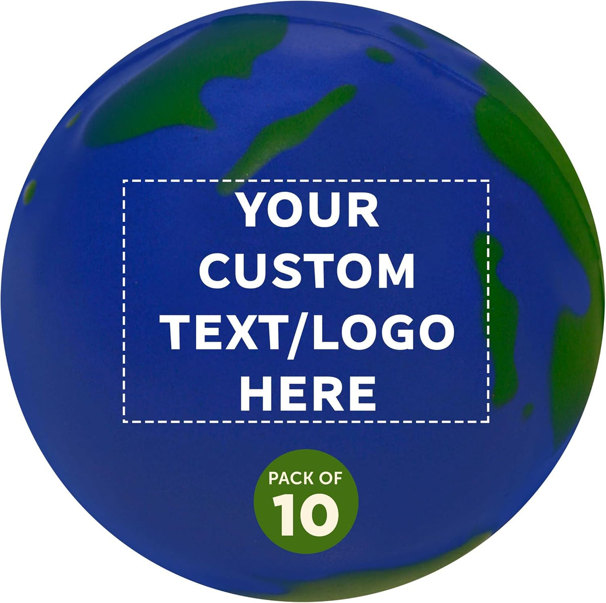 DISCOUNT PROMOS Custom Earth Squeeze Balls Set of 10, Personalized Bulk Pack - Perfect for Promotional Giveaways - Blue