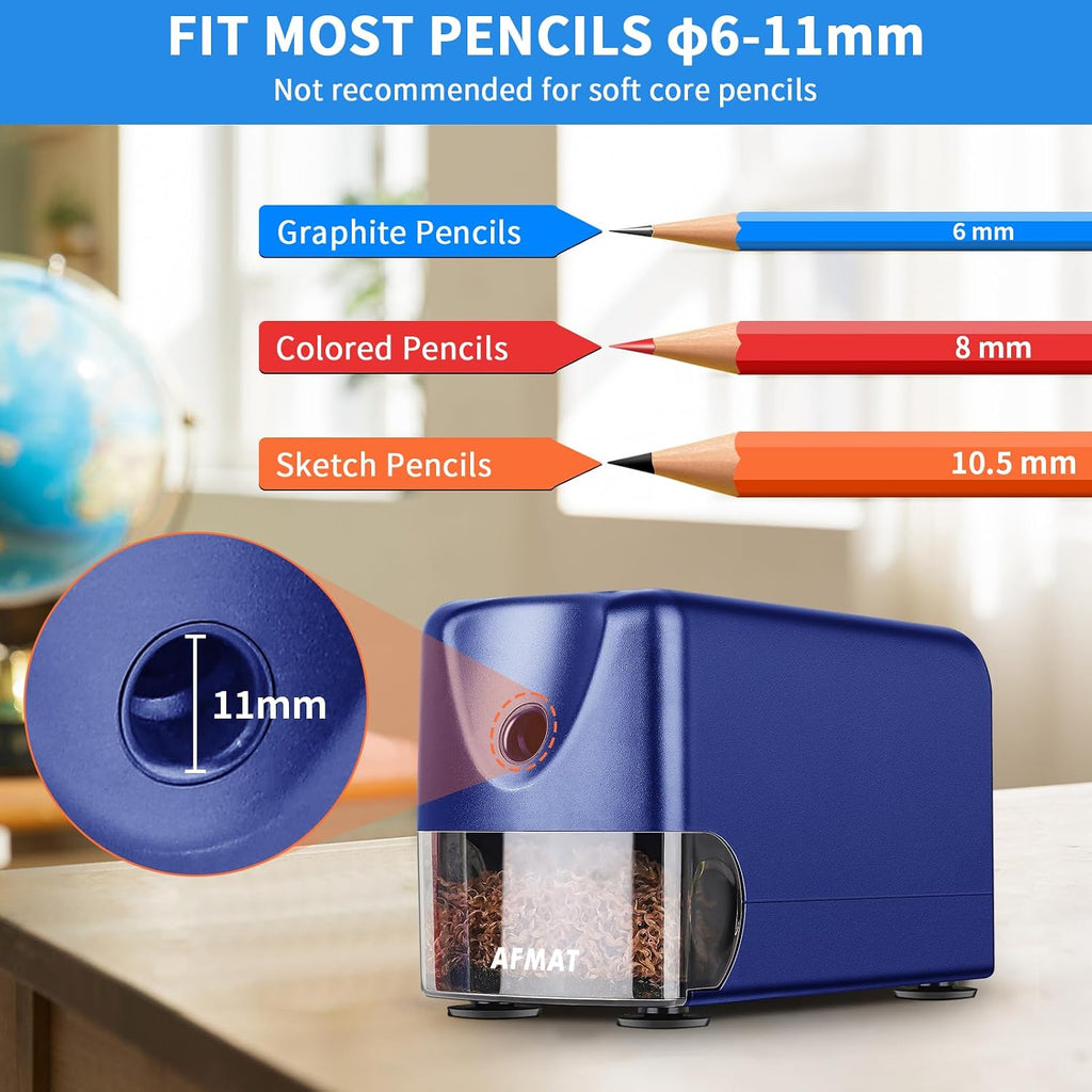 AFMAT Heavy Duty Electric Pencil Sharpener, 2 Pack (Blue + Green)