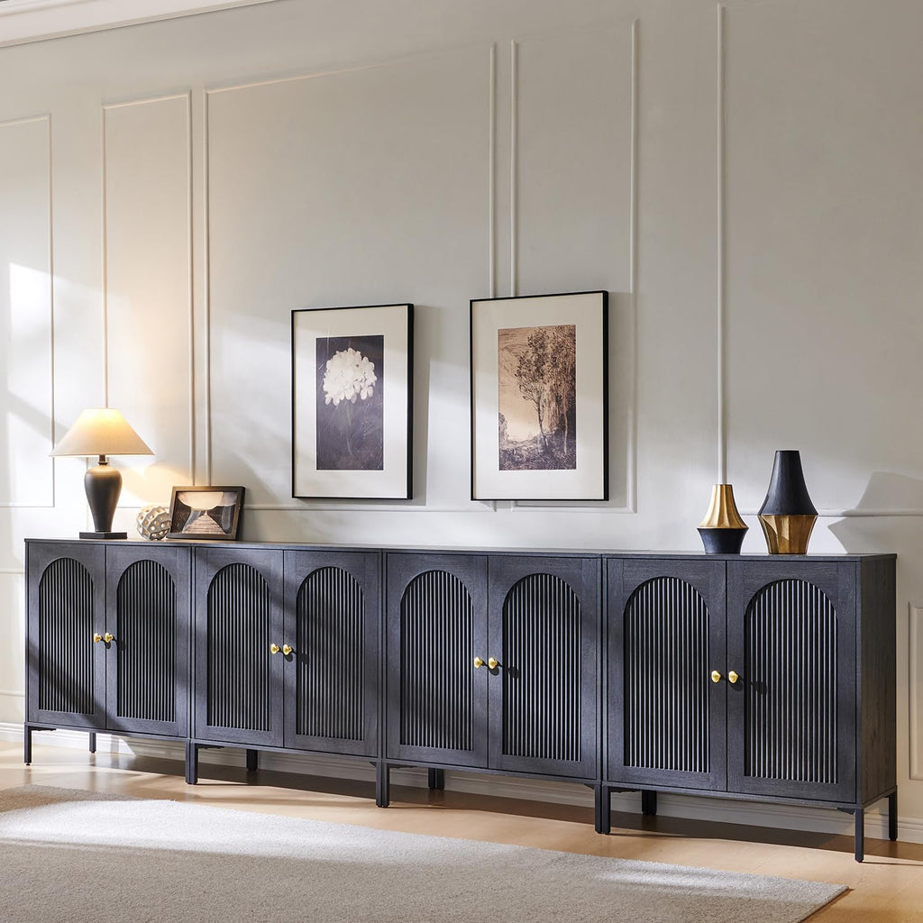 IFGET 61.75" W Modern Arched Sideboard Buffet Cabinet with Storage, Natural