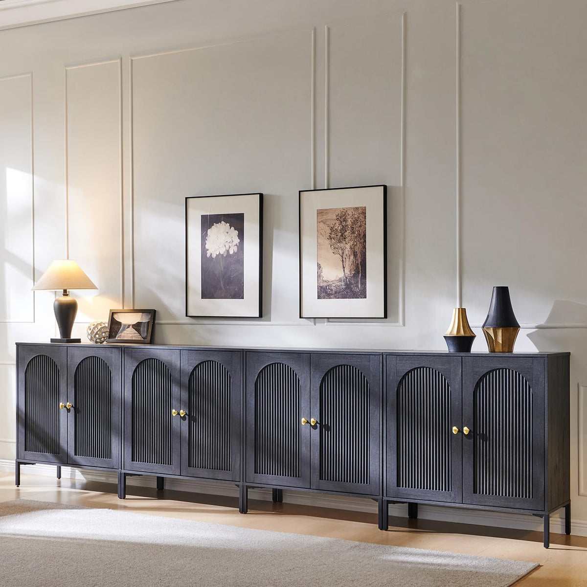 IFGET 61.75" W Modern Arched Sideboard Buffet Cabinet with Storage, Natural